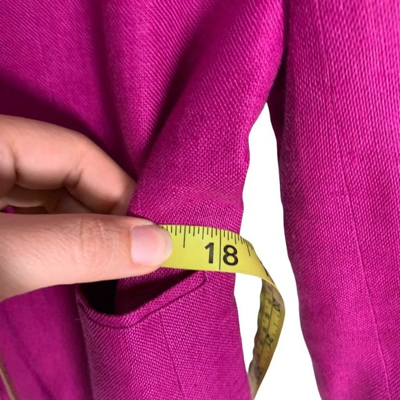 Vintage 90s Anne Klein Fuchsia Double Button Linen Blazer Small - Picture 5 of 8